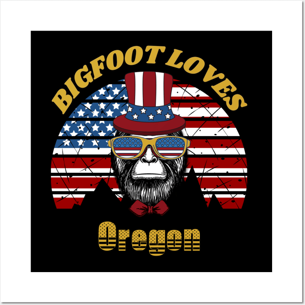 Bigfoot loves America and Oregon Wall Art by Scovel Design Shop